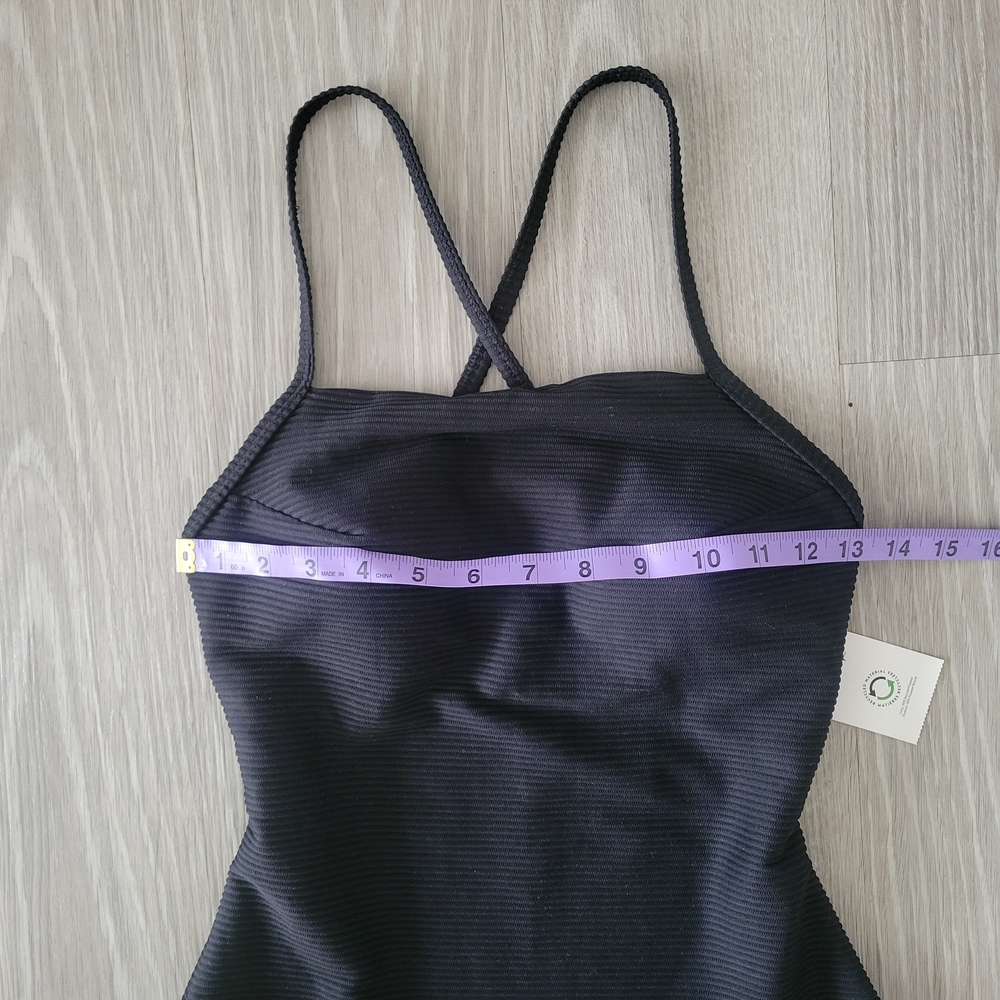 NWT George Minimalist Black Ribbed One-Piece Swimsuit With Cups Size Small - Picture 4 of 6